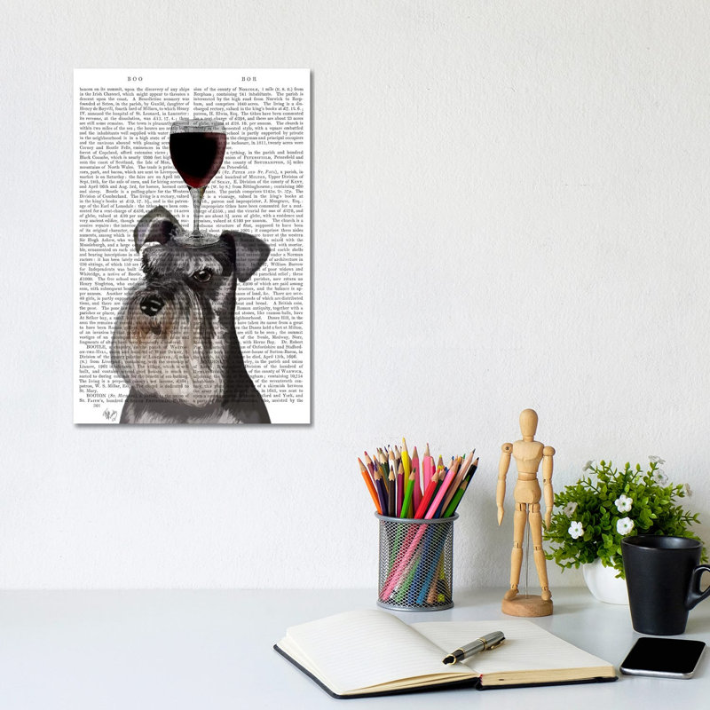 Dog Au Vin, Schnauzer, Print BG by Fab Funky - Wrapped Canvas Gallery-Wrapped Canvas Giclée, 20.32 cm H x 30.48 cm W