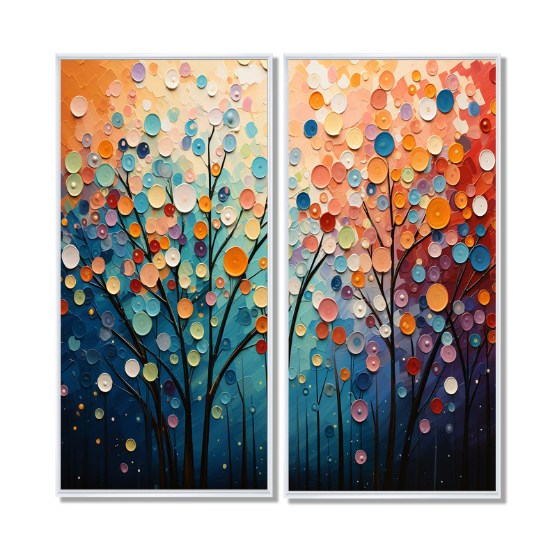 Paysage romantique romantique avec paysage de pointillisme - paysages, art mural romantique, H 40 po x l 40 po, Blanc