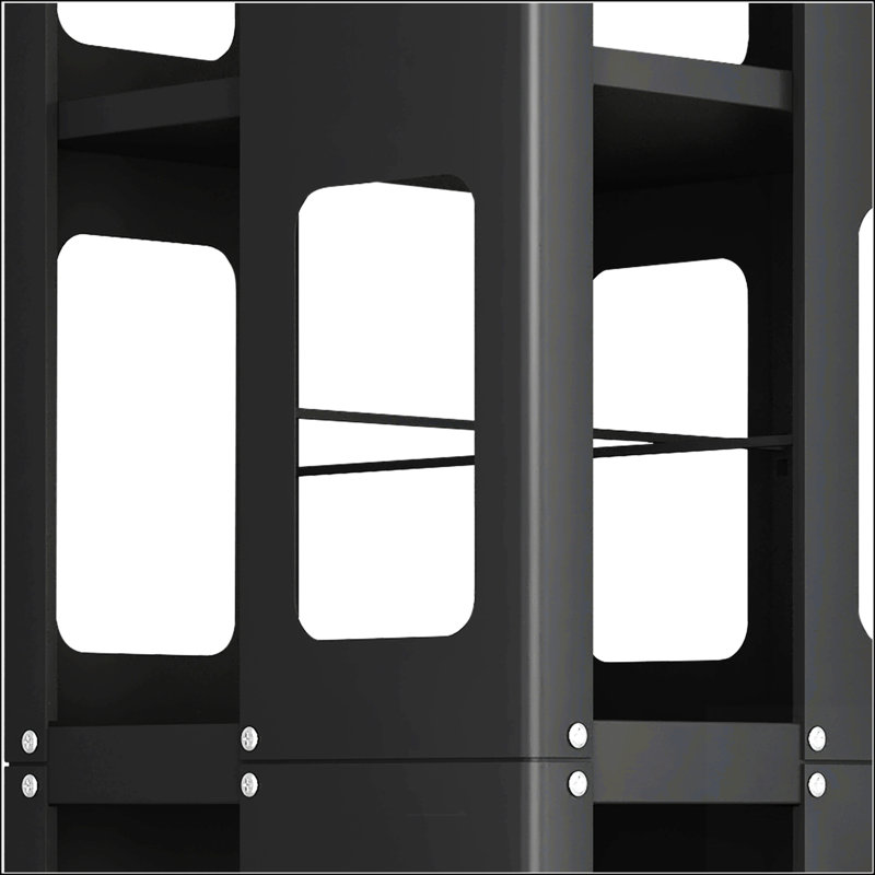 4-Tier All-Steel Rotating Bookshelf With 360° Wheels, Black
