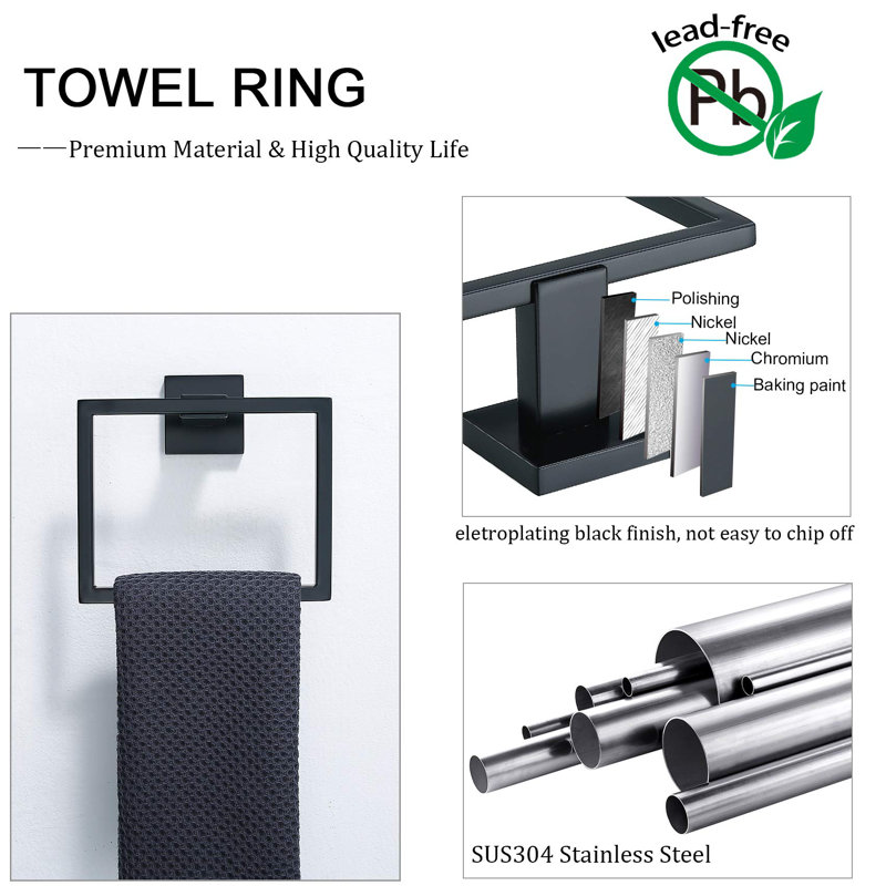 5-Piece Bathroom Hardware Set , Matte Black
