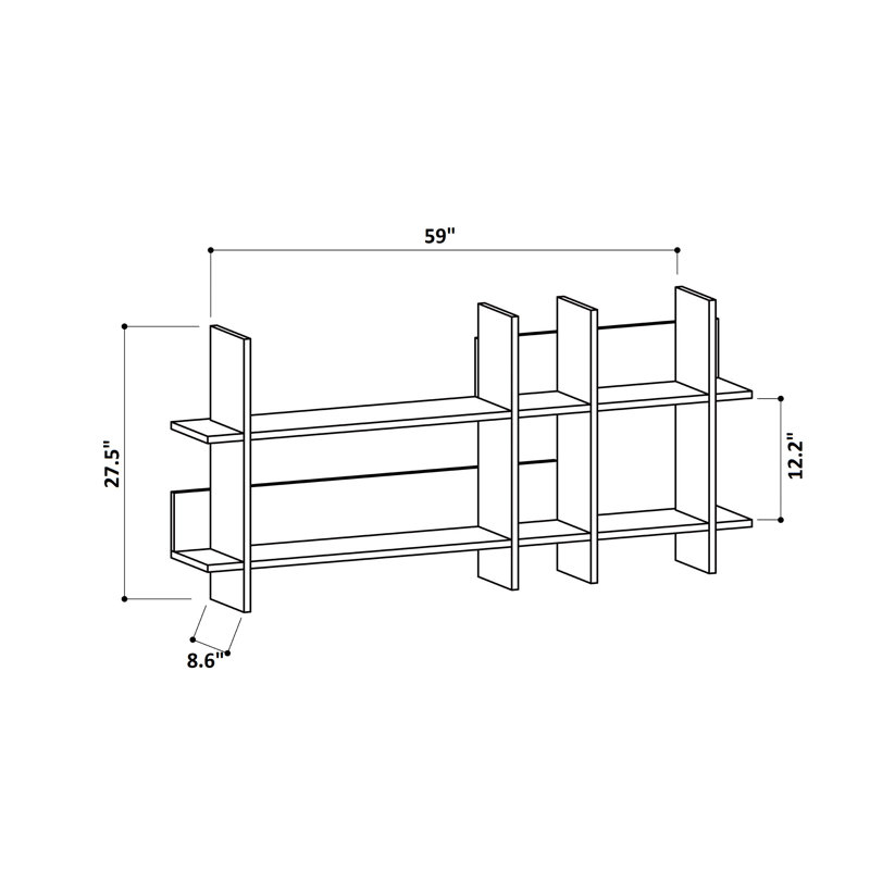 Carmela 2 Piece Floating Shelf, Anthracite