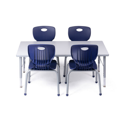 Table and Chair Set - NAAR Black 12" Chair - Grey 24 X 48 Table - Grey Large Legs