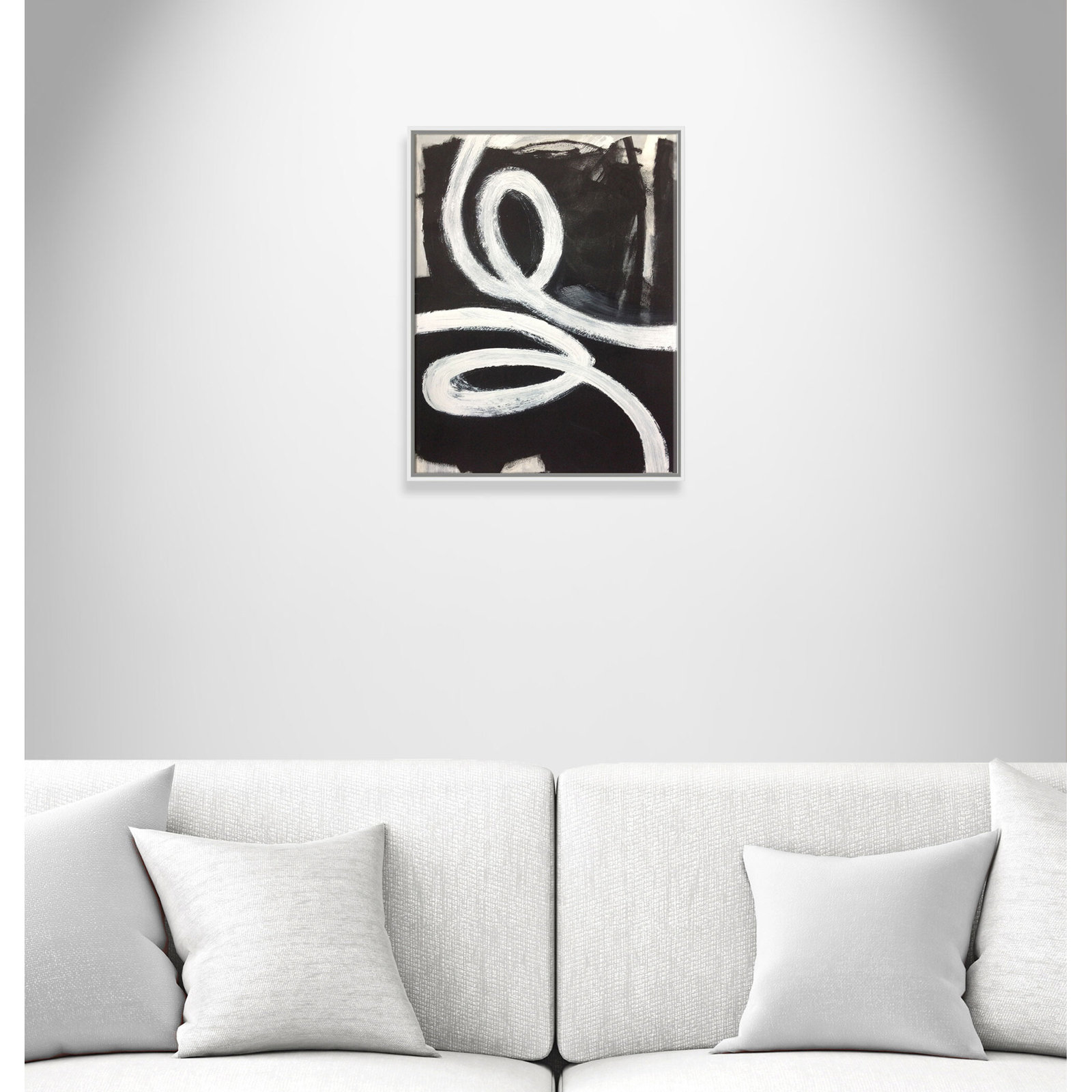 Hendrix "White Swirly Swirls 1" Print, 28" H x 22" W x 2" D, White Framed