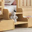 Grand lit pour enfants avec tablettes intégrées et tiroirs de rangement, escalier de sécurité et garde-corps, naturel clair-130068554-130068555