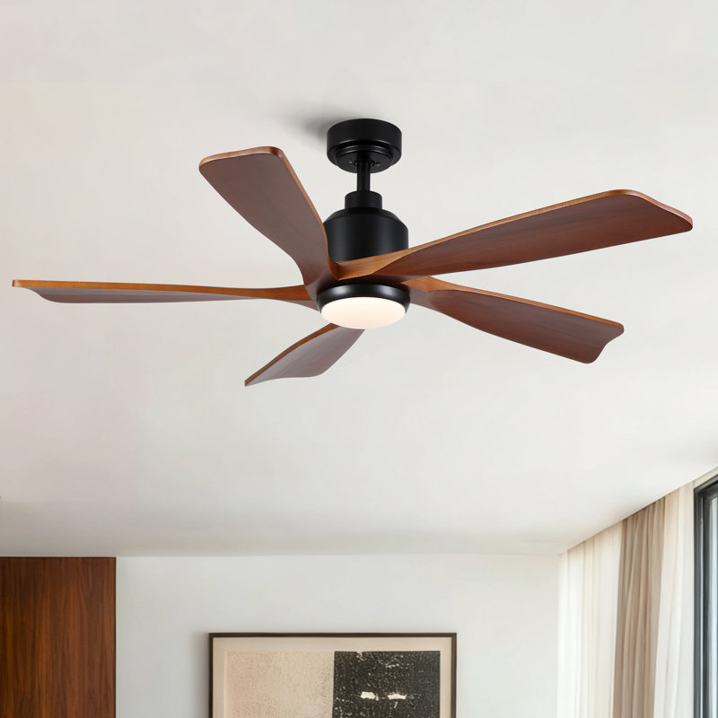 Ventilateur de plafond à hélice avec pales 5 lumières HomeGrain, Noir, Noyer