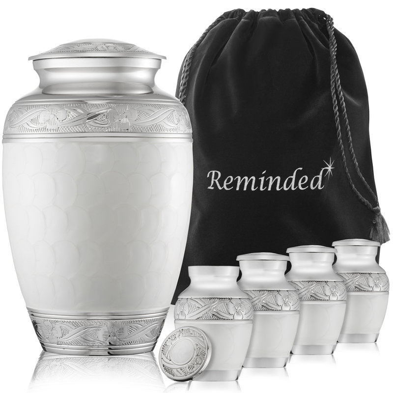 Ensemble d'urne décorative, 1 grande et 4 petites, Blanc