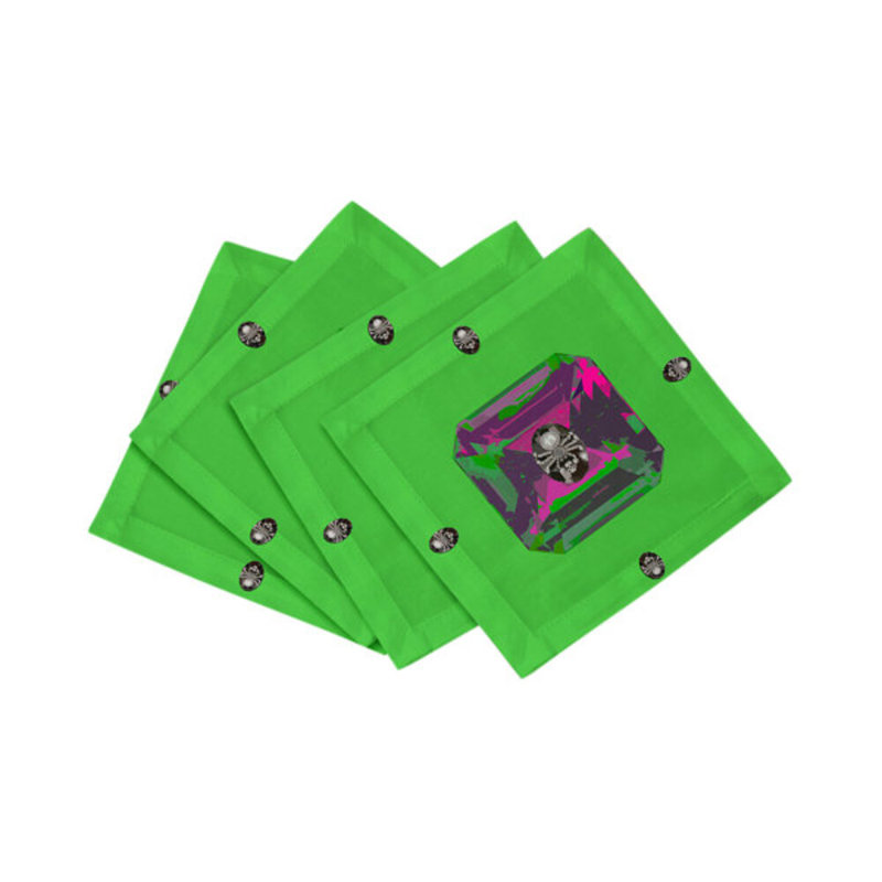Serviettes de table en satin de coton Asscher, Vert acide