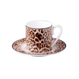 Coffee Cup & Saucer JAGUAR Set of 2 in Luxury Box diam. 2.3in, H 2.5in, Cap. 4 oz, Saucer diam. 4.75in