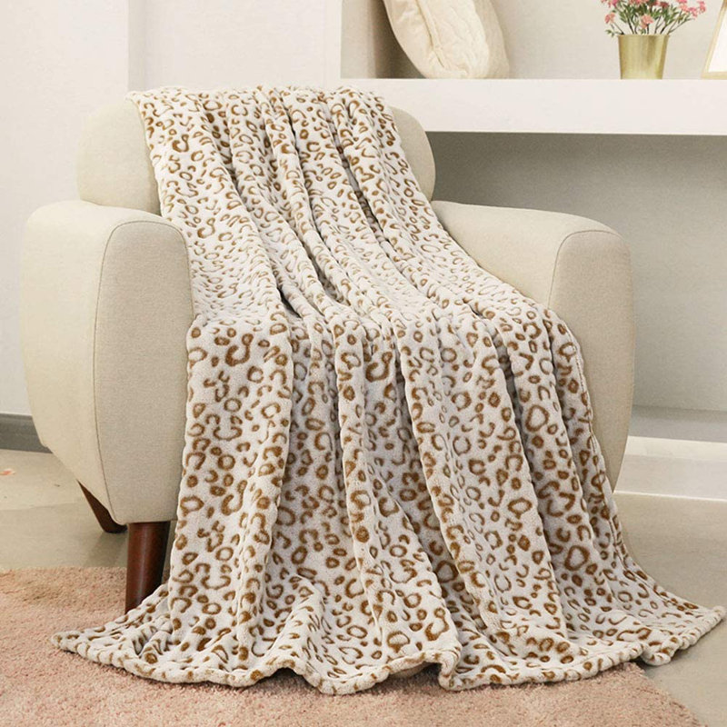 Couverture en flanelle , Brun, 90 po x 90 po