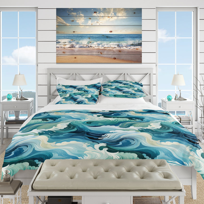 Ensemble de housse de couette Ocean Spray, Housse de couette pour très grand lit et 2 très