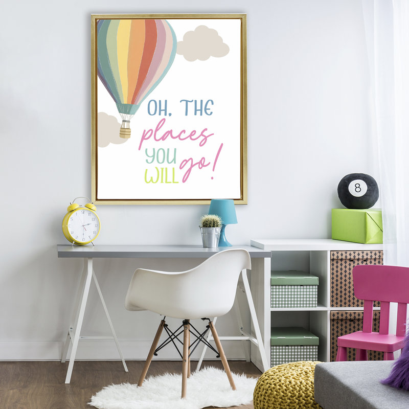 Cadre flottant The Places You Will Go, design par Christine Simpson Art, H 31 po x l 25 po, Cadre flottant métallique doré