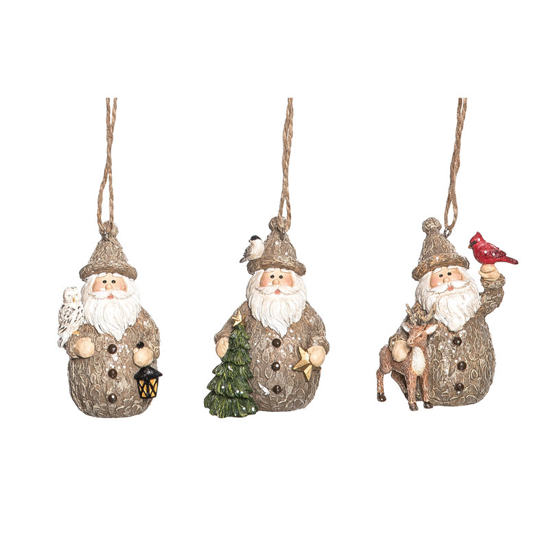  Ensemble de 3 décorations de Noël en résine rustique pour père Noël