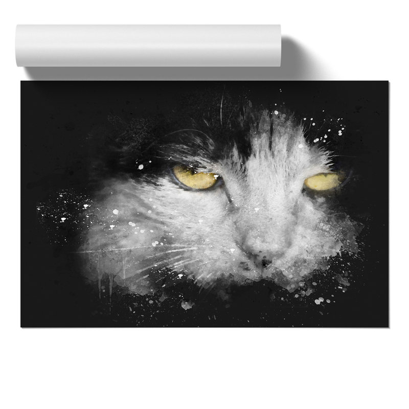 Portrait of a Cat Paint Splash - Frameless Print, 21cm H x 30cm W x 0.1cm D
