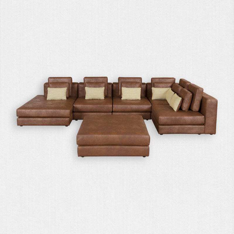 Canapé modulaire 6 pièces rembourré, Palomino brun