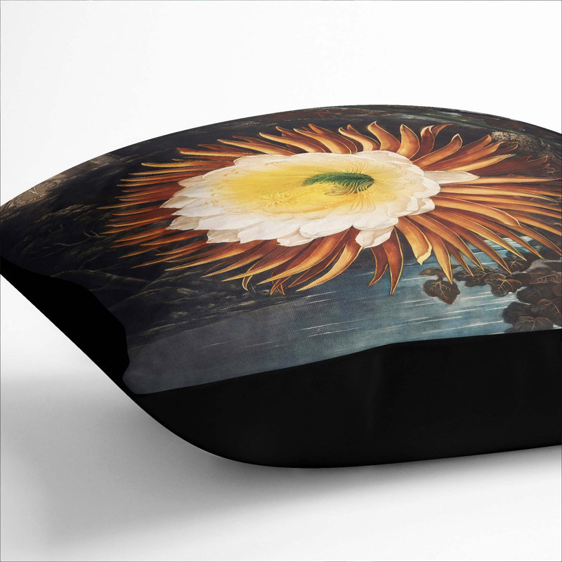 Floral Square Throw Cushion, 55cm H x 55cm W x 20cm D, Black