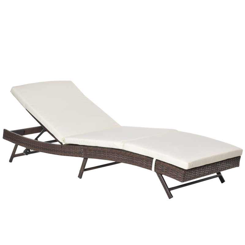 Chaise longue inclinable avec coussins Alvina, Brun