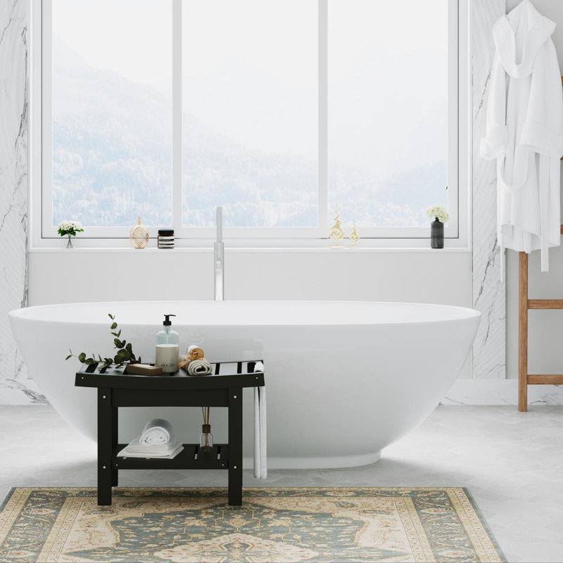 Banc de douche en PEHD Nalyjah, H 16,93 po x l 24,1 po x P 12,6 po, Noir