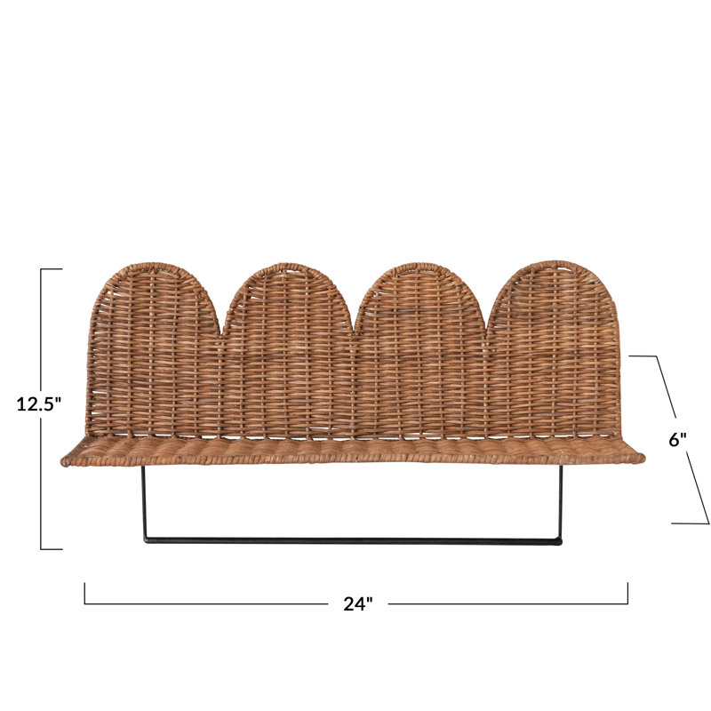 Aubree Wavy Rattan Floating Shelf