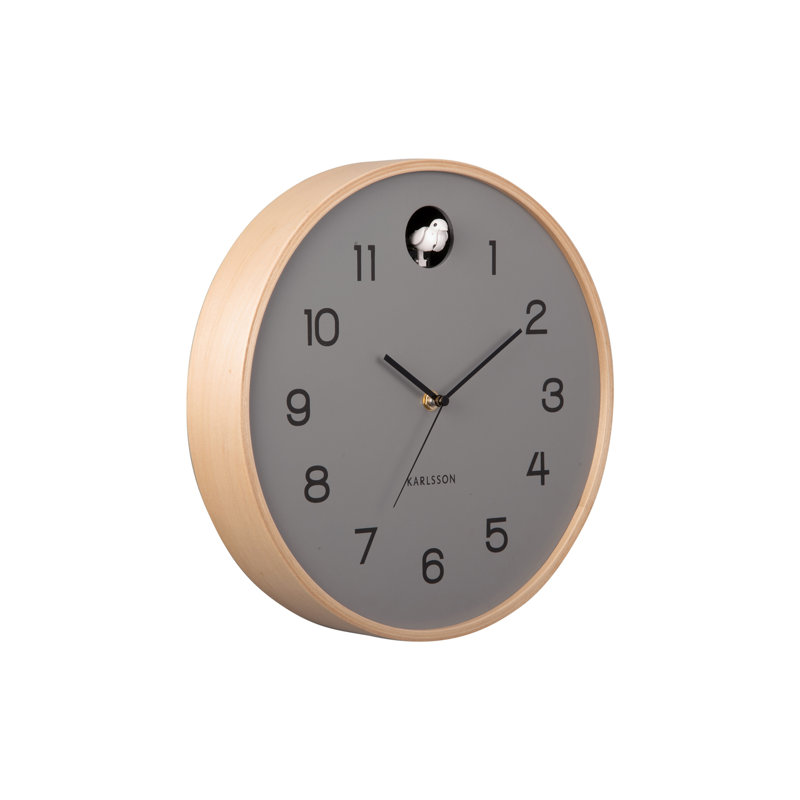 31.5cm Wall Clock Cuckoo Birch Wood, Black