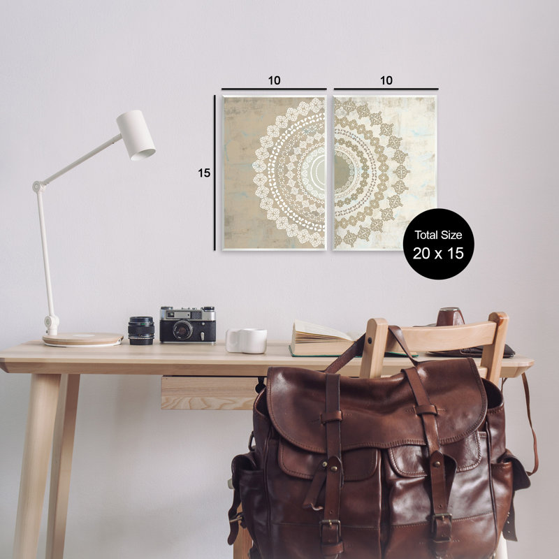 «Rustic Mandala Boho» par Sally Swatland, ensemble de 2 impressions, H 15 po x l 10 po
