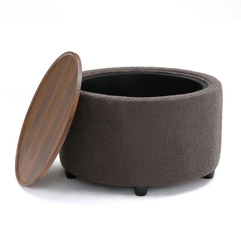 Teddy Round Coffee Table with Storage, Dark Gray