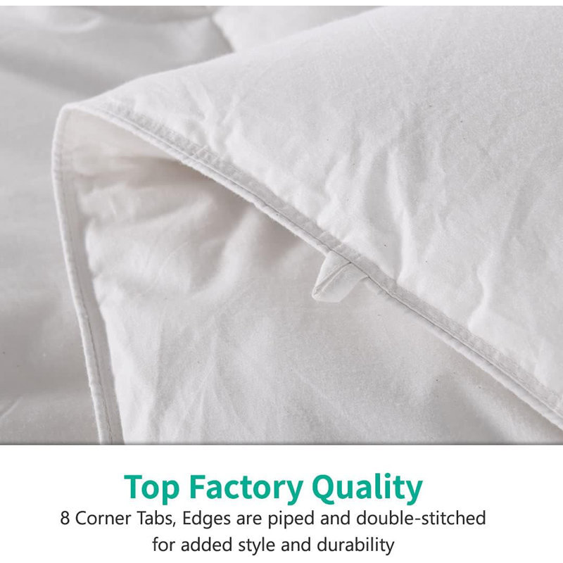100% Cotton Cover Down Feathers Comforter All Season Warmth Duvet Insert, Twin Down Comforter