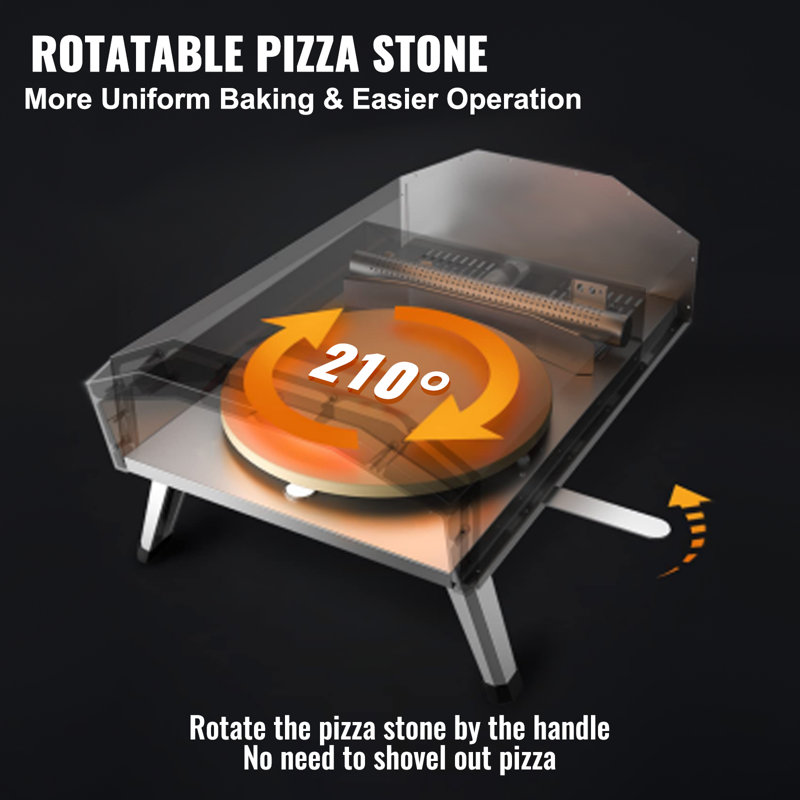 VEVOR 12-Inch Black and Stainless Steel Gas and Wood Outdoor Pizza Oven