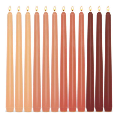 Lot de 12 bougies coniques non parfumées aux tons naturels, 25 cm, sans coulure, combustion de 7 à 8 heures, idéales pour la décoration d'automne, de l'Action de grâce et d'Halloween.