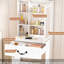 Mini coiffeuse moderne avec miroir à luminosité réglable, rangement intelligent, tablettes à plusieurs niveaux et tabouret rembourré blanc