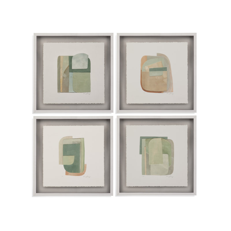 Ensemble de 4 boîtes-cadres flottantes abstraites pastel