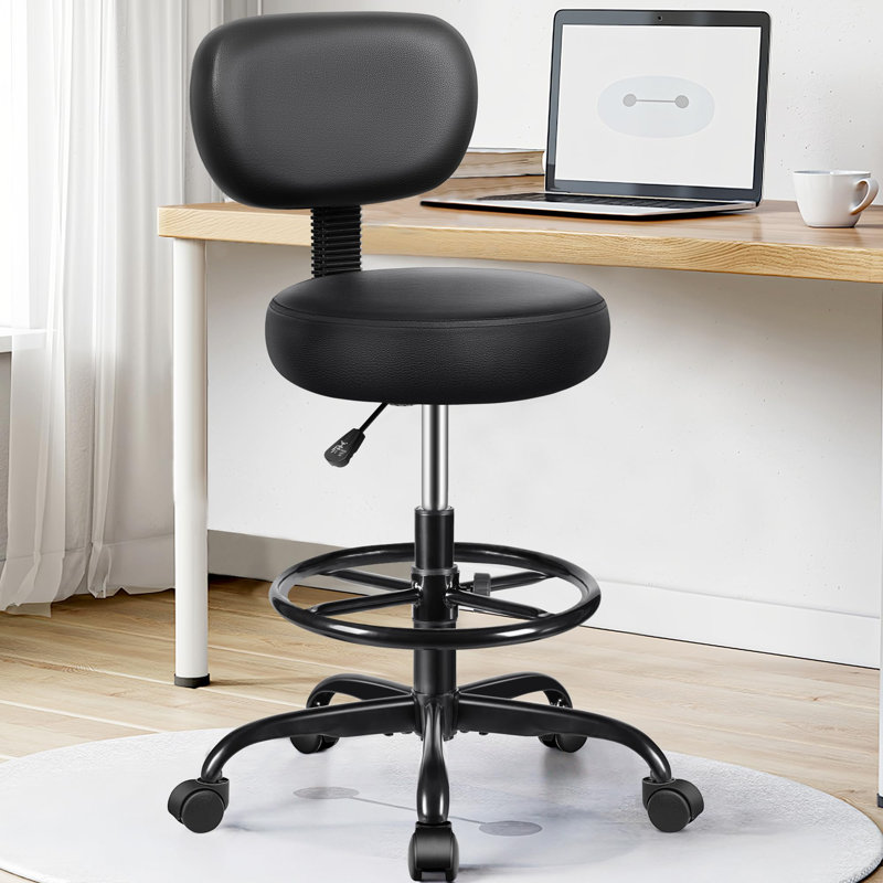 Chaise de dessinateur avec dossier, Mat, Noir