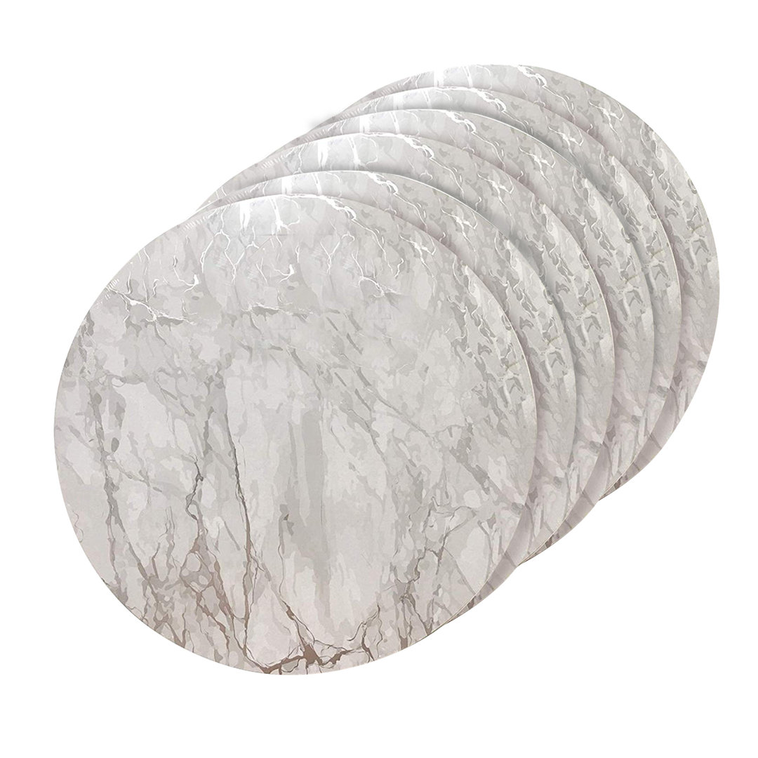 Placemats Dining Table Mat Table Decor Washable Nonslip Marble Round 15 X 15 (Set of 6) Dainty Home