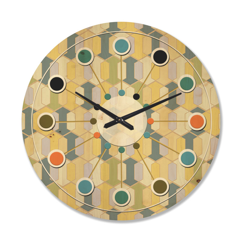 Horloge murale abstraite à motif géométrique II, Très grand