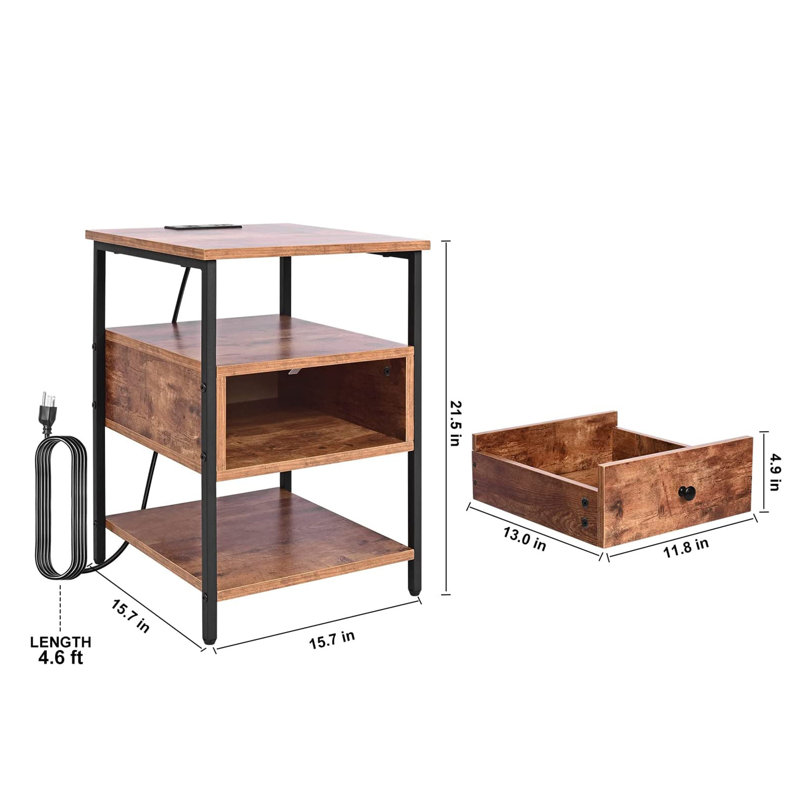 15.7'' W Metal Nightstand