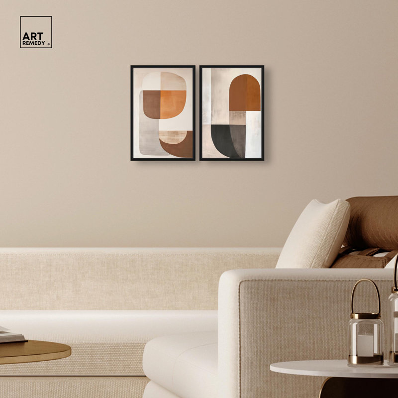 «Weimar Echoes Duo», reproduction d'art sur toile, ensemble d'art mural beige par Art Remedy, 36 x 54 po, H 54 po x l 36 po