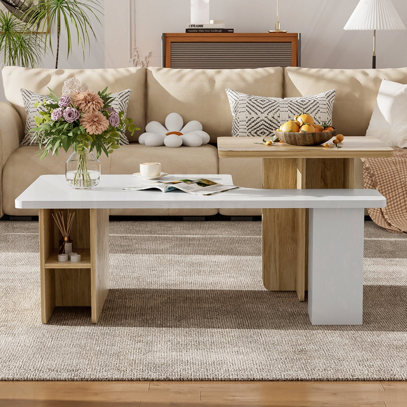 Ensemble de 2 tables basses gigognes Farmhouse, Blanc