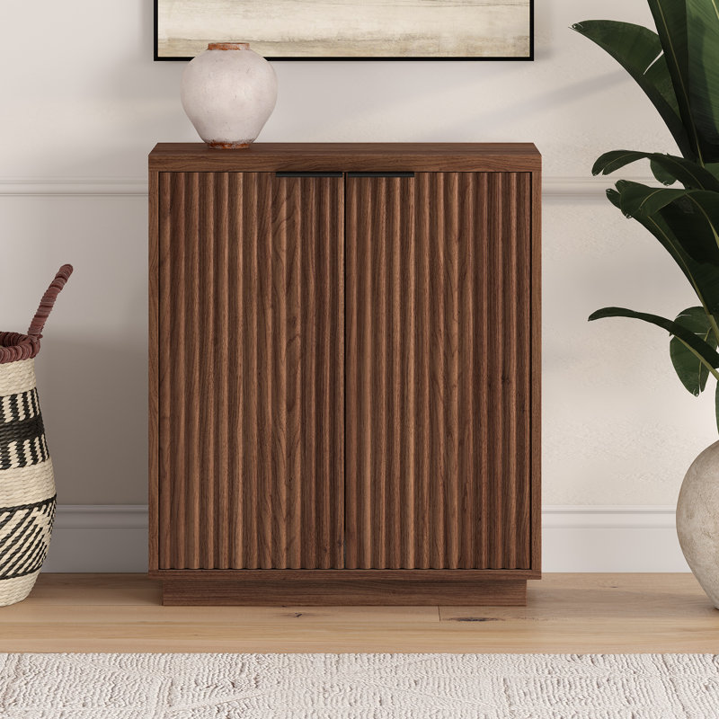 Alasha 28" Wide Rectangular Fluted Accent Cabinet, Satin Walnut