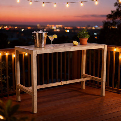 Patio 2-In-1 Convertible Dining Table High Bar Table With Umbrella Hole by Latitude Run