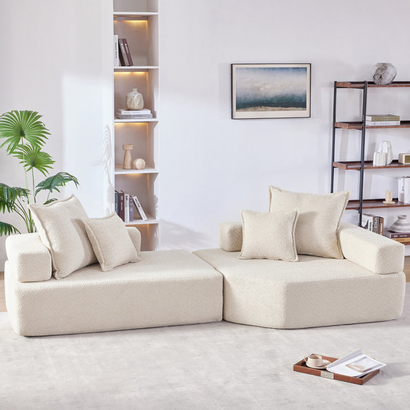 Canapé modulaire surdimensionné surdimensionné, ensemble de canapé de plancher Boucle de luxe, canapé convertible compressé, canapé spacieux rempli de mousse, combinaison libre,