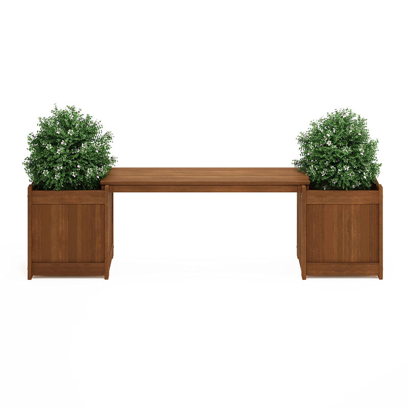 Élégant bac à fleurs en bois franc avec banc - Rehaussez votre espace extérieur