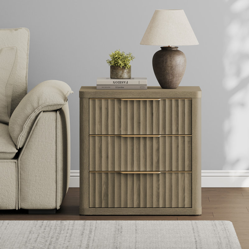 Cesiro 3-Drawer Nightstand with Metal Glides, Individual, Gray
