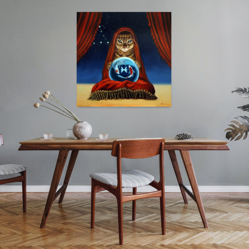 Poissons, chat, art urbain contemporain, H 32 po x l 32 po