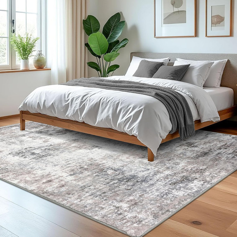 Tapis abstraits lavables à la machine avec envers antidérapant pour le salon de la chambre à coucher, Rectangle 5 pi x 7 pi
