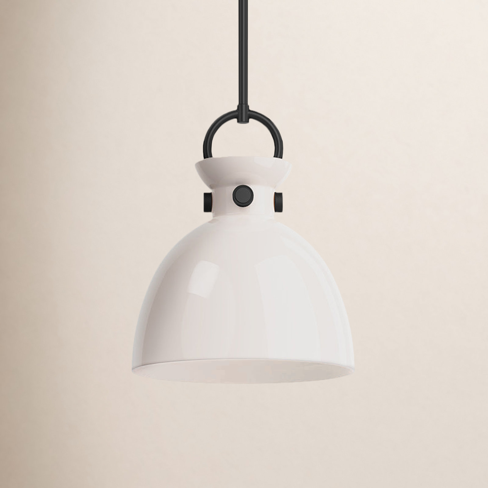 Tinka Single Light Glass Steel Pendant, 12.75" H x 10.5" W x 10.5" D, Matte Black