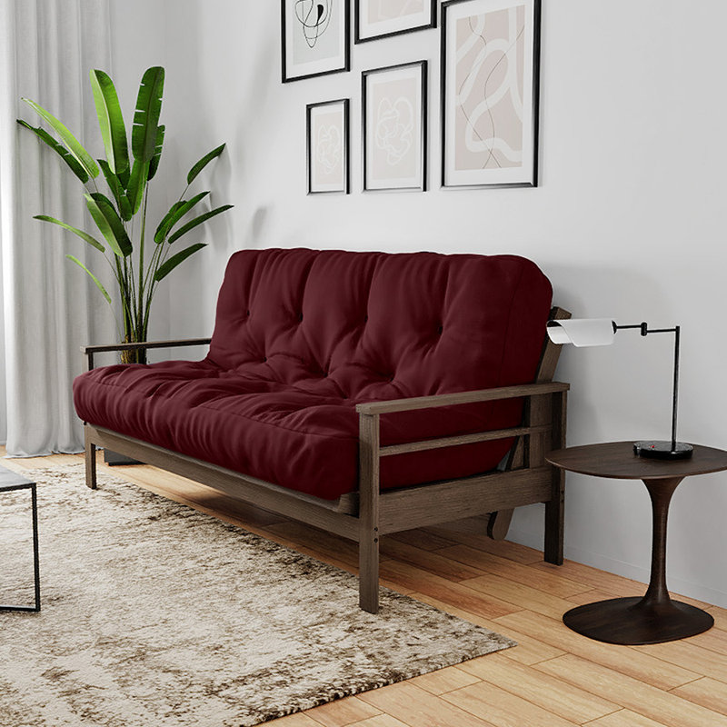 Futon Sofa Bed Pocket Coil Foam Mattress - USA Made, CertiPUR-US Certified, No Frame, Queen, Dark Red