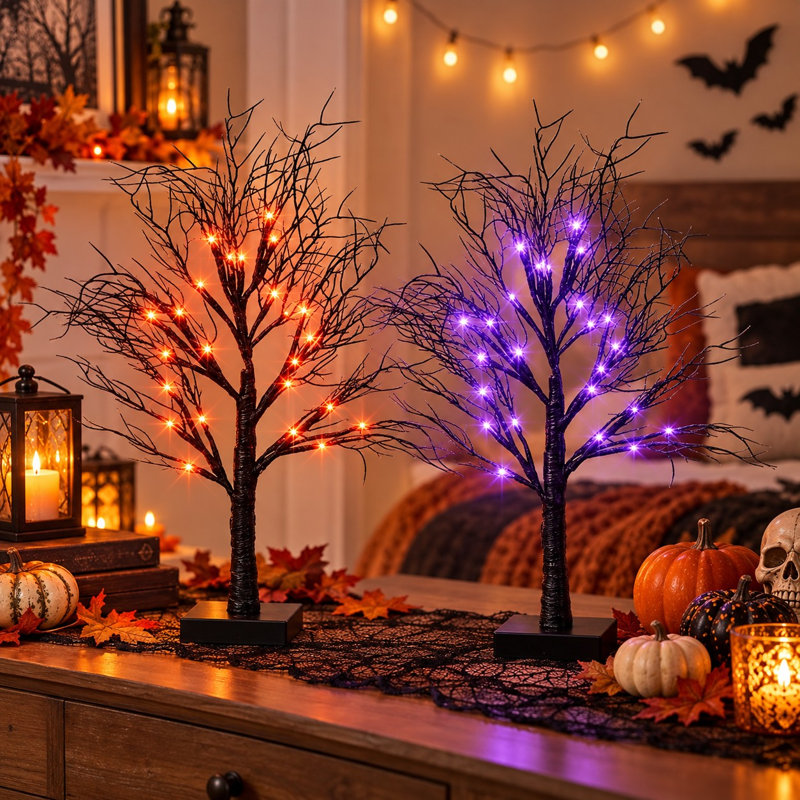 Décoration pour arbre d'Halloween noir 22 po