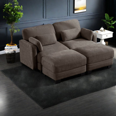 Canapé modulaire à compression en chenille brun pour la maison