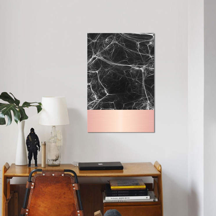 «Black Marble with Pink», impression sur toile, H 18 po x l 12 po x P 1,5 po, Toile tendue, Pas de tapis