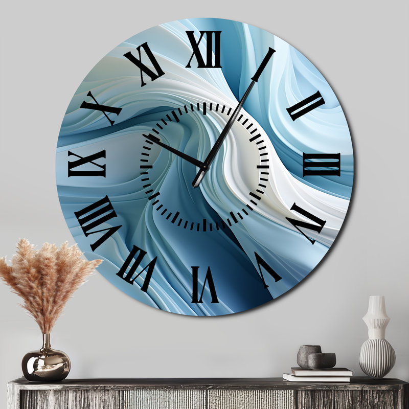Horloge murale blanche et bleue Zen, Surdimensionné