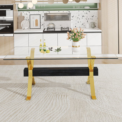 Dining Table Modern Tempered Glass Dining Table Large Modern Office Desk